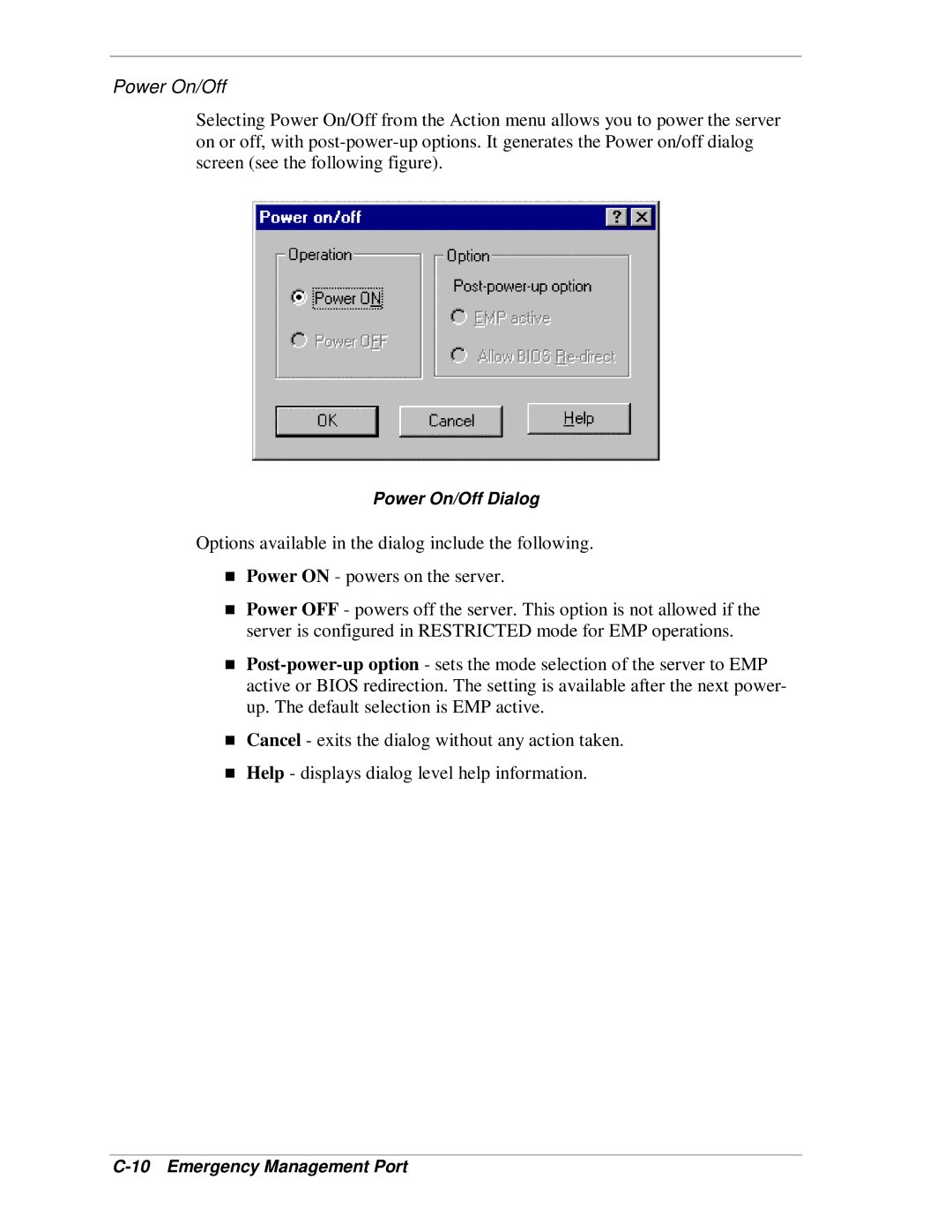 NEC MH4500 manual Power On/Off Dialog 