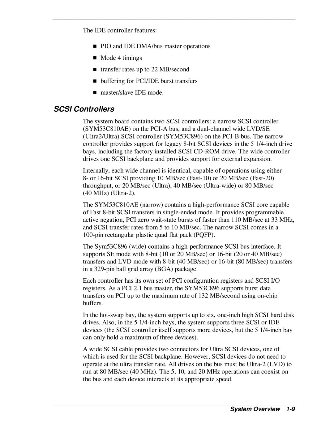 NEC MH4500 manual Scsi Controllers 