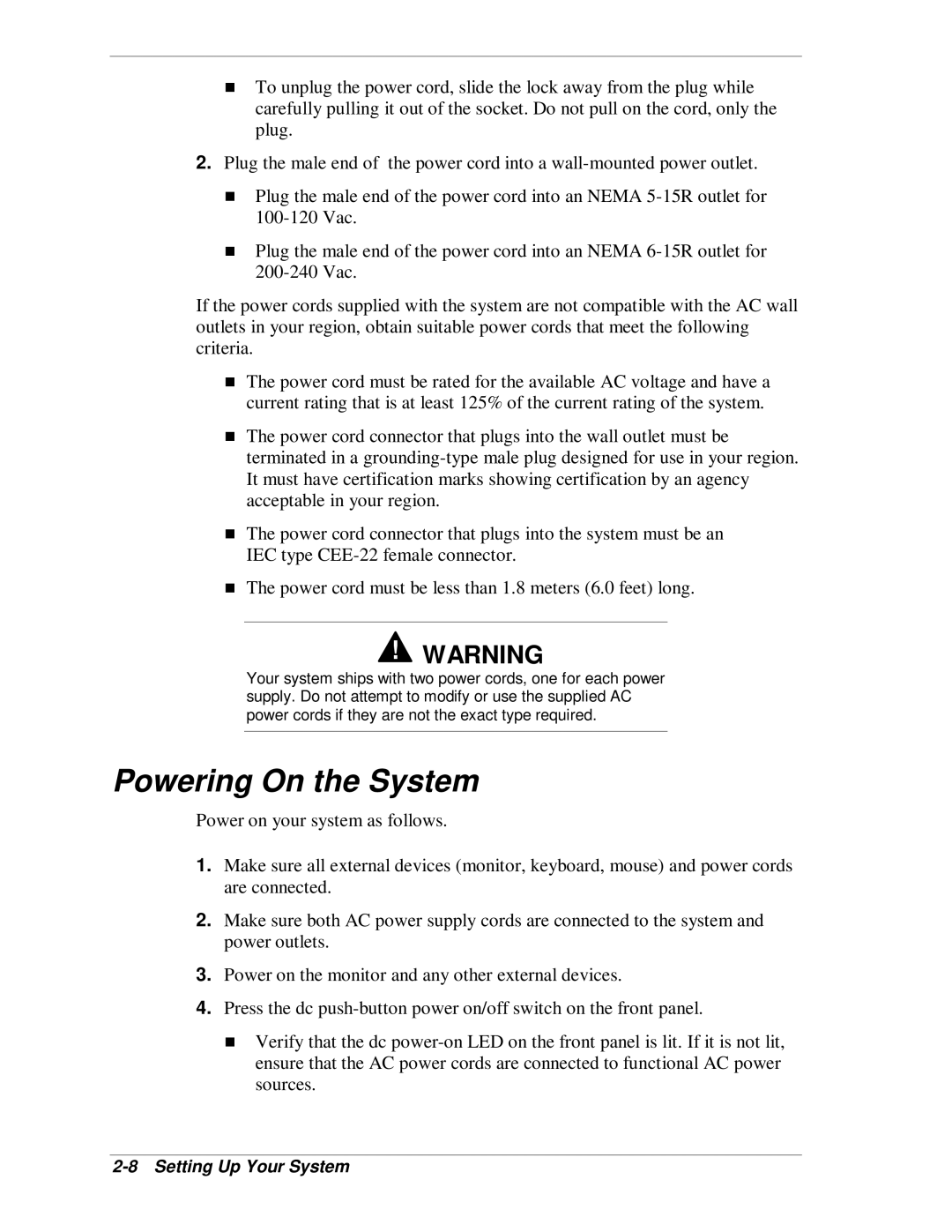 NEC MH4500 manual Powering On the System 