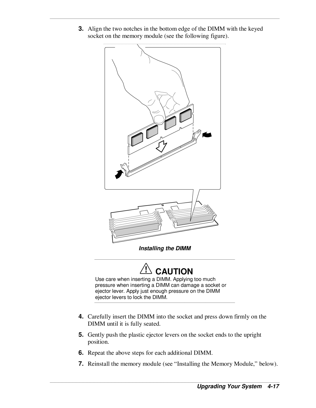 NEC MH4500 manual Installing the Dimm 