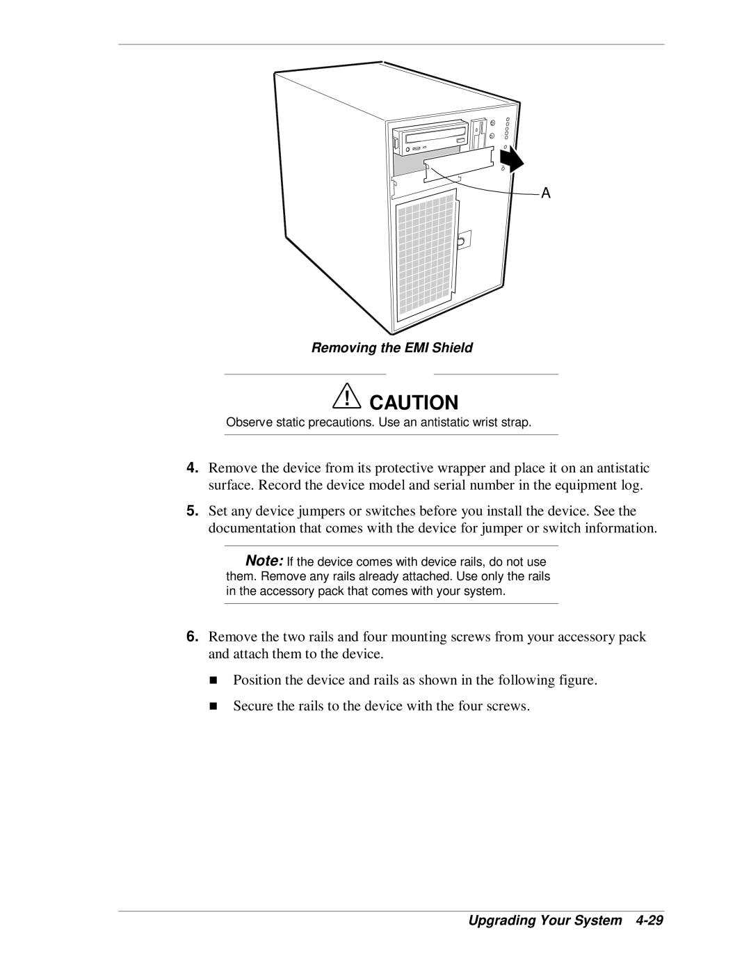 NEC MH4500 manual Removing the EMI Shield 