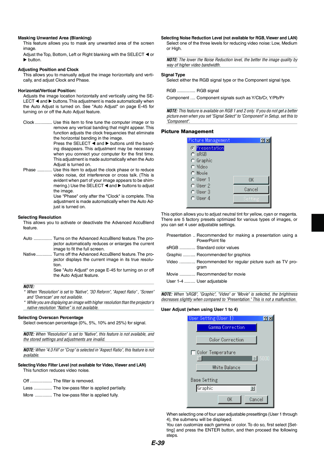 NEC MT1065/MT1060 user manual Picture Management 