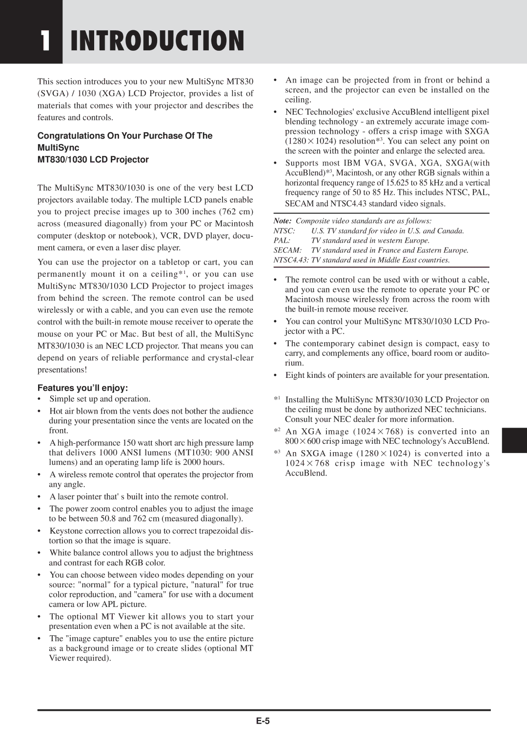 NEC MT830 user manual Introduction, Features you’ll enjoy 