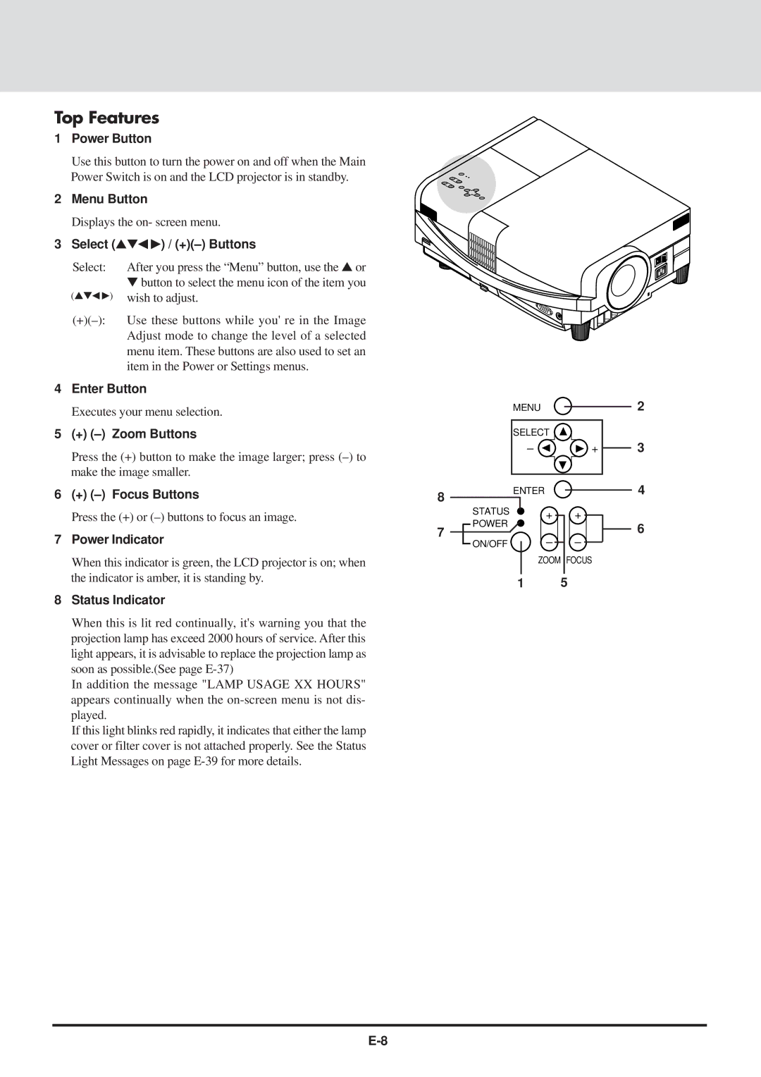 NEC MT830 user manual Top Features 