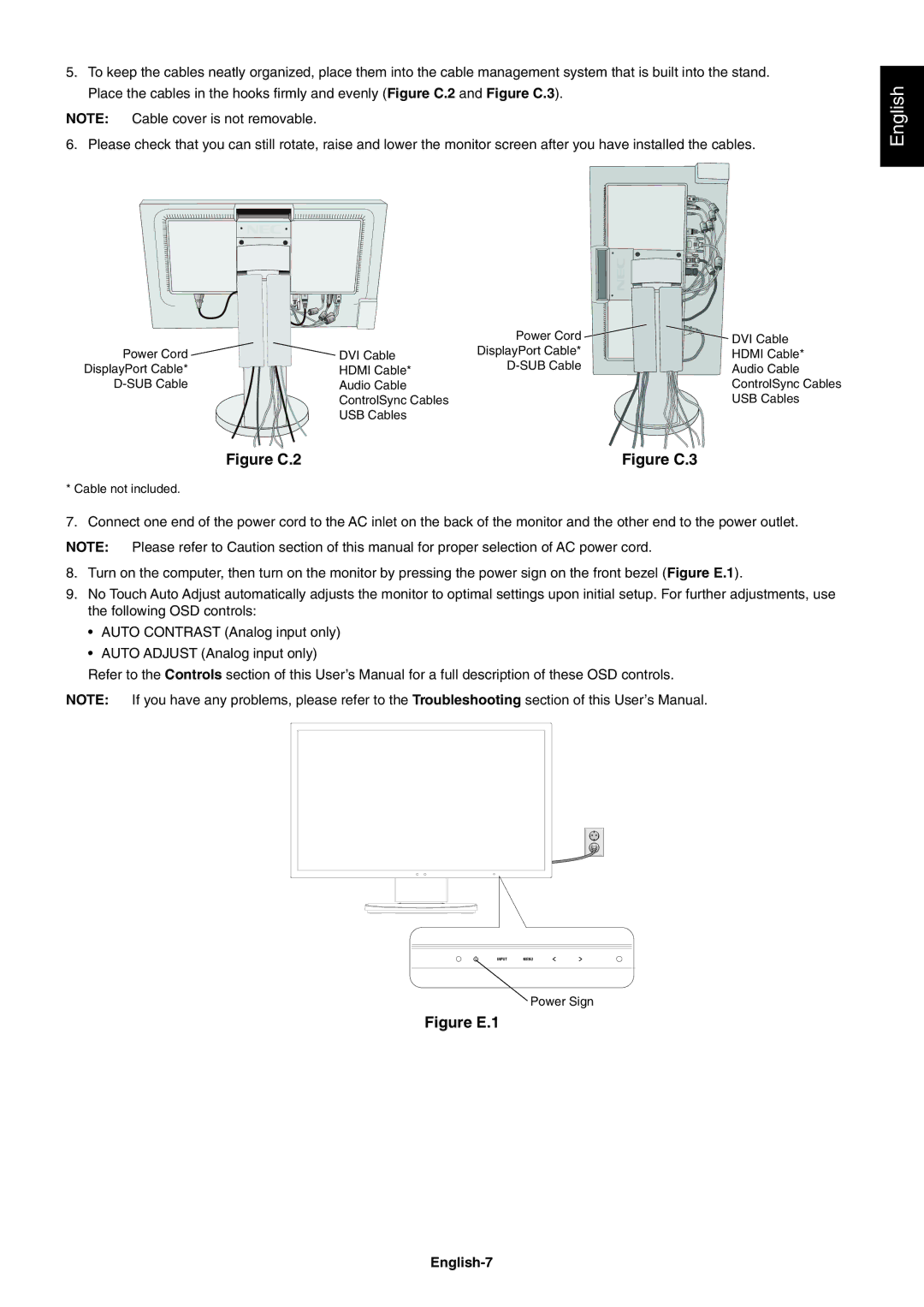 NEC MultiSync EA224WMi user manual Figure C.2, English-7 