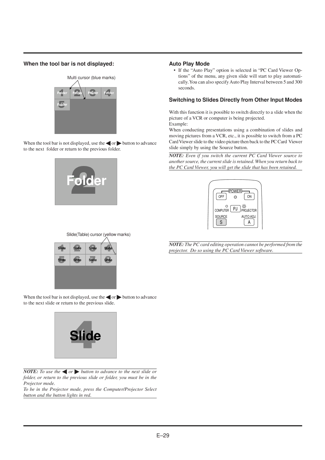 NEC MultiSync MT840 user manual When the tool bar is not displayed, Auto Play Mode 