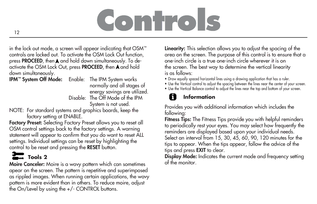 NEC MultiSync P750 user manual Disable The Off Mode of the IPM System is not used, Information 