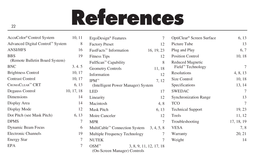 NEC MultiSync P750 user manual References 