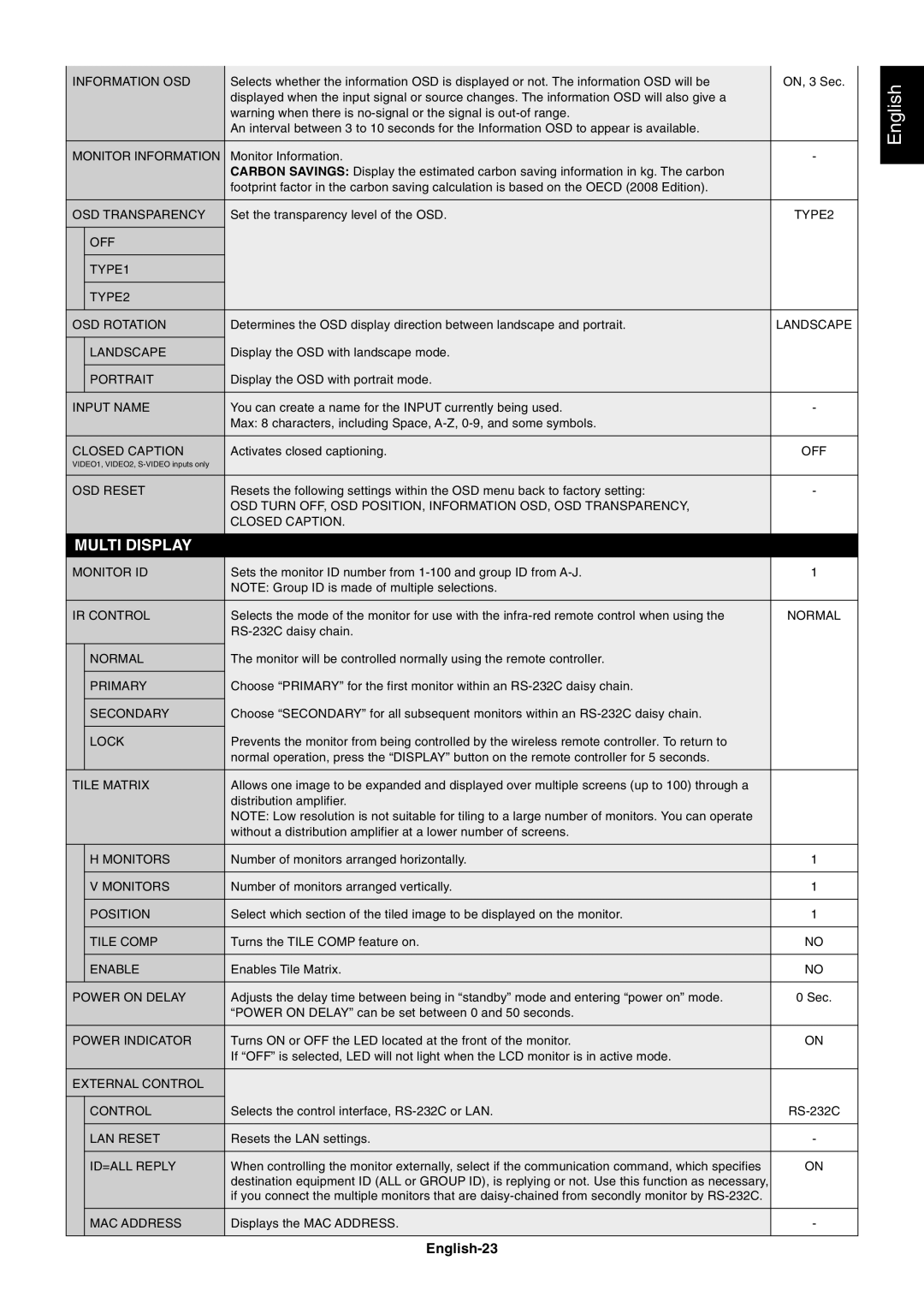 NEC MULTISYNC X462HB user manual English-23 