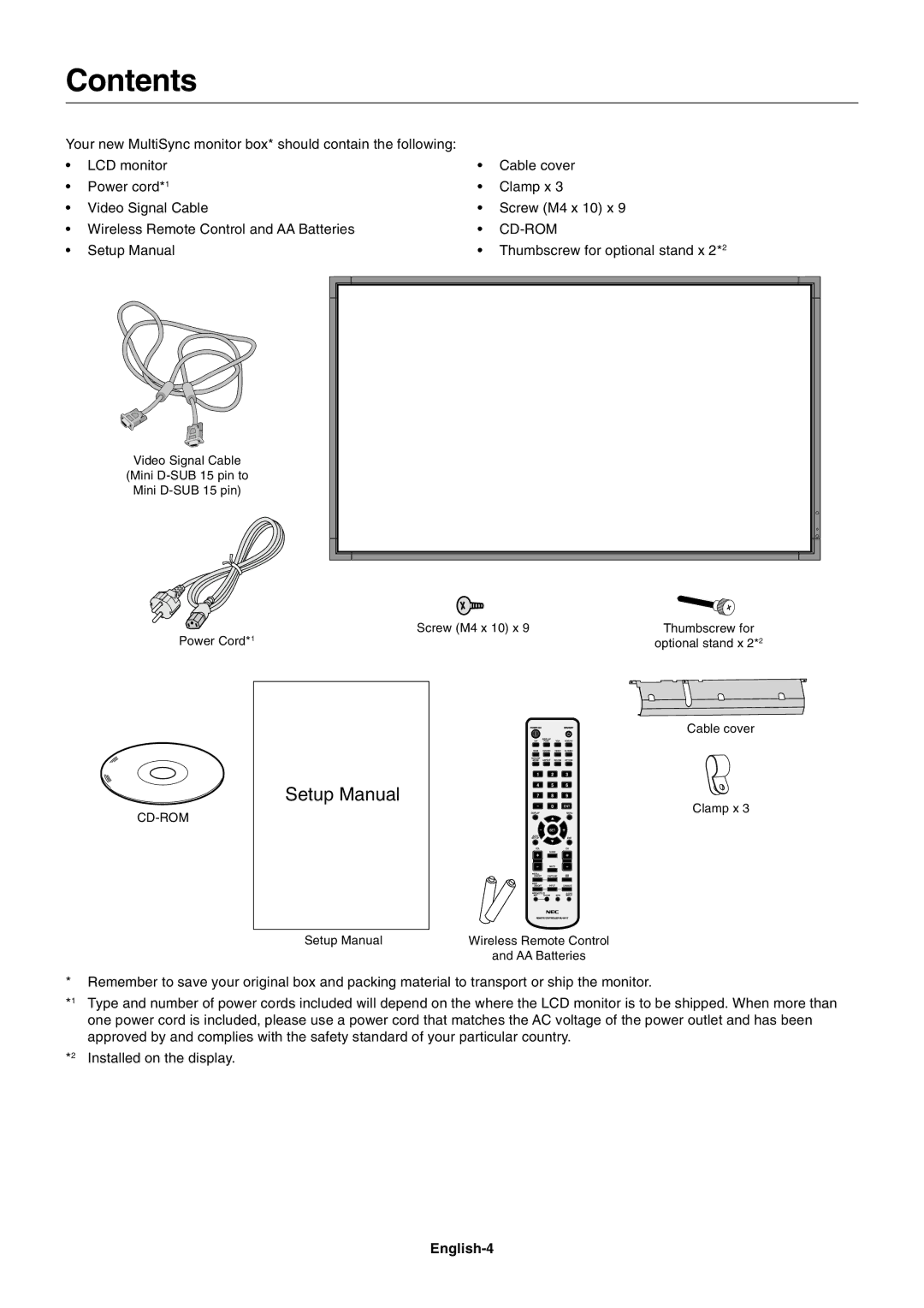 NEC MULTISYNC X462HB user manual Contents 