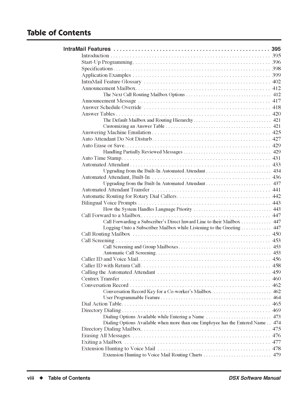 NEC N 1093100, P software manual IntraMail Features, Viii Table of Contents 