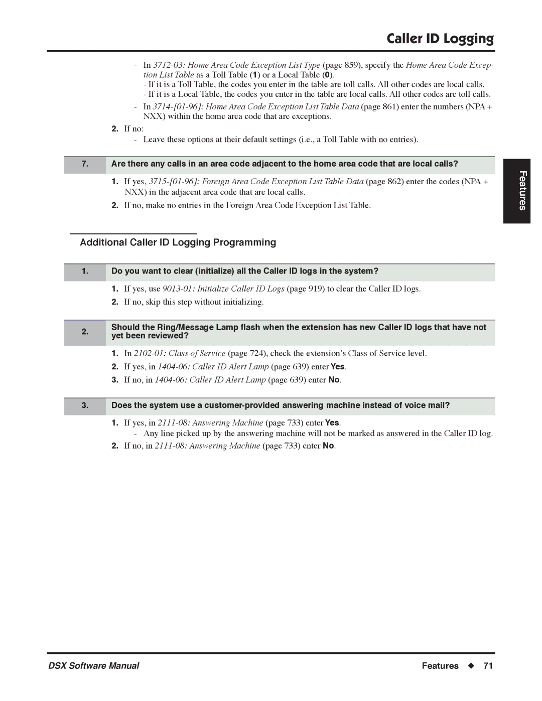 NEC N 1093100 software manual Additional Caller ID Logging Programming 