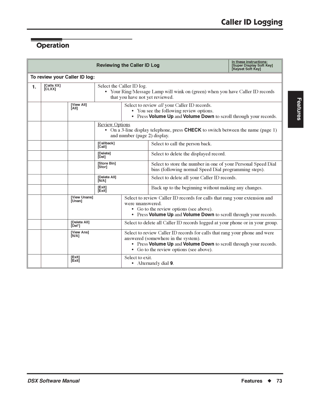 NEC P, N 1093100 software manual Caller ID Logging 