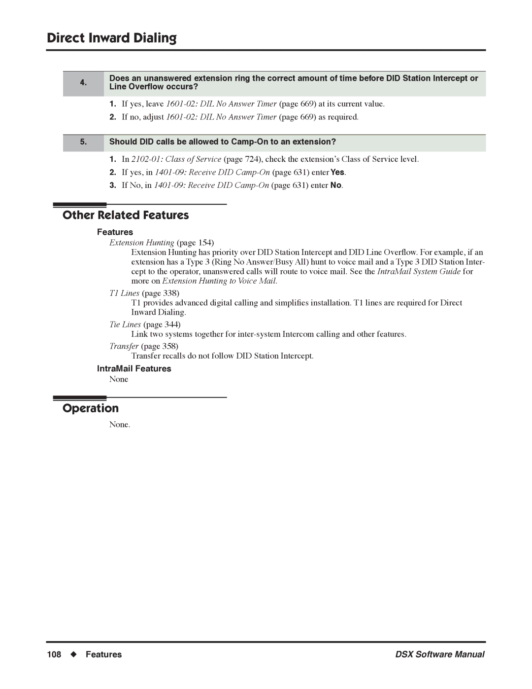 NEC N 1093100, P software manual Should did calls be allowed to Camp-On to an extension?, Tie Lines 