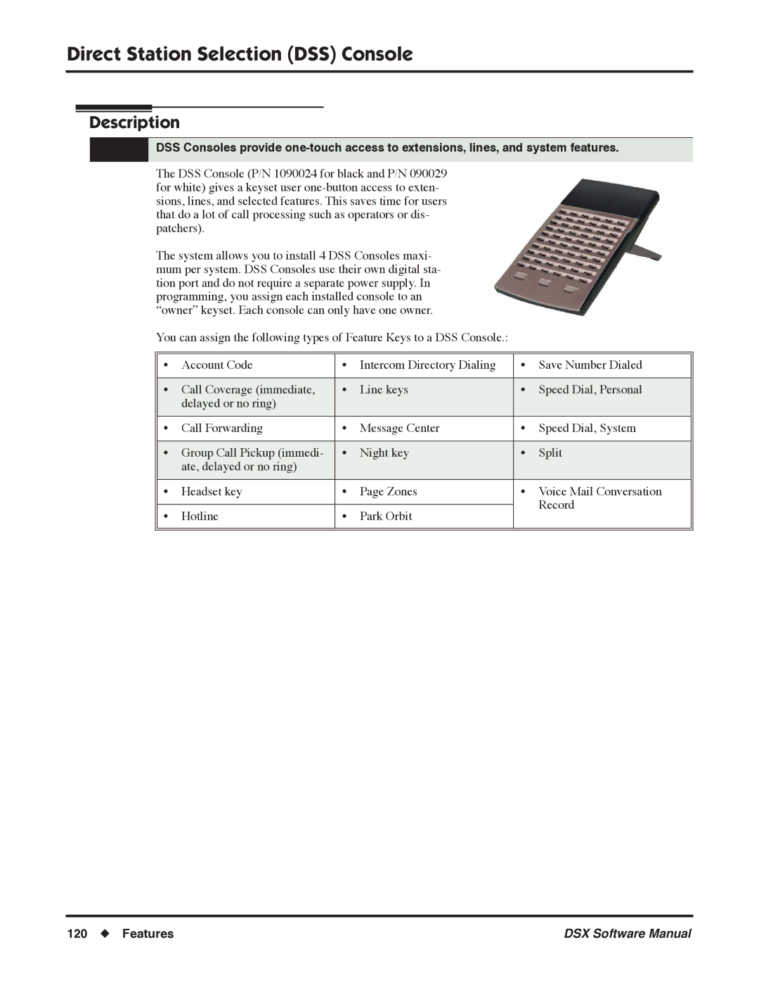 NEC N 1093100, P software manual Direct Station Selection DSS Console 