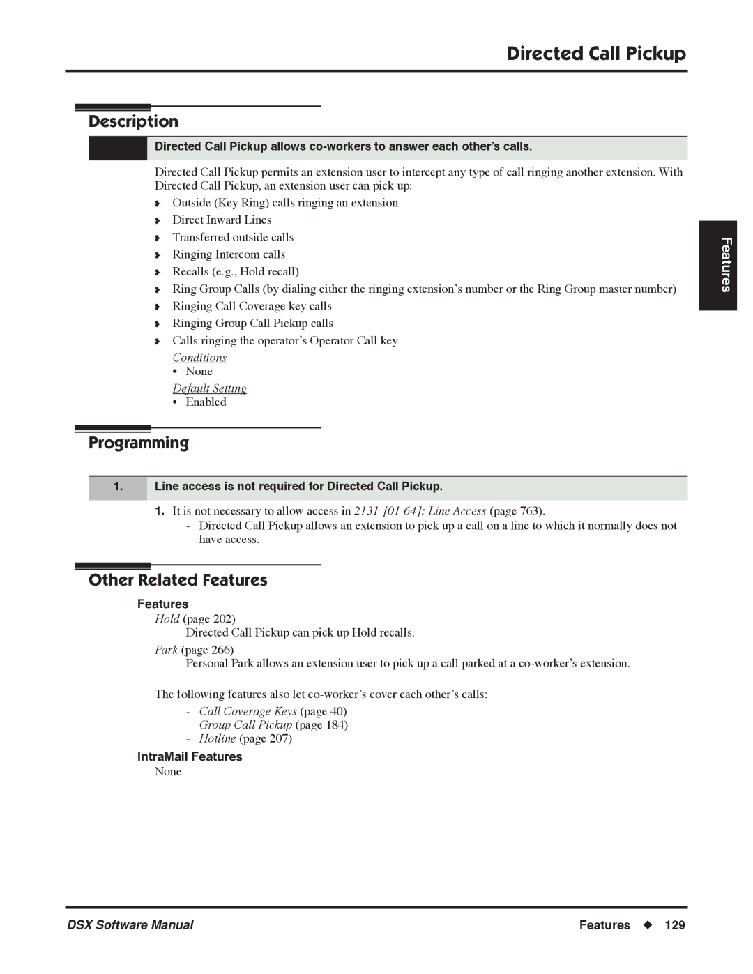 NEC N 1093100 Line access is not required for Directed Call Pickup, Call Coverage Keys Group Call Pickup 