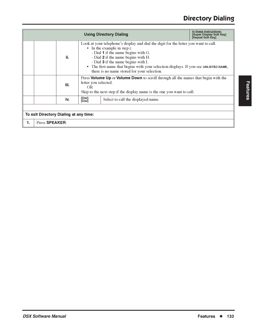 NEC P, N 1093100 software manual Iii, To exit Directory Dialing at any time 