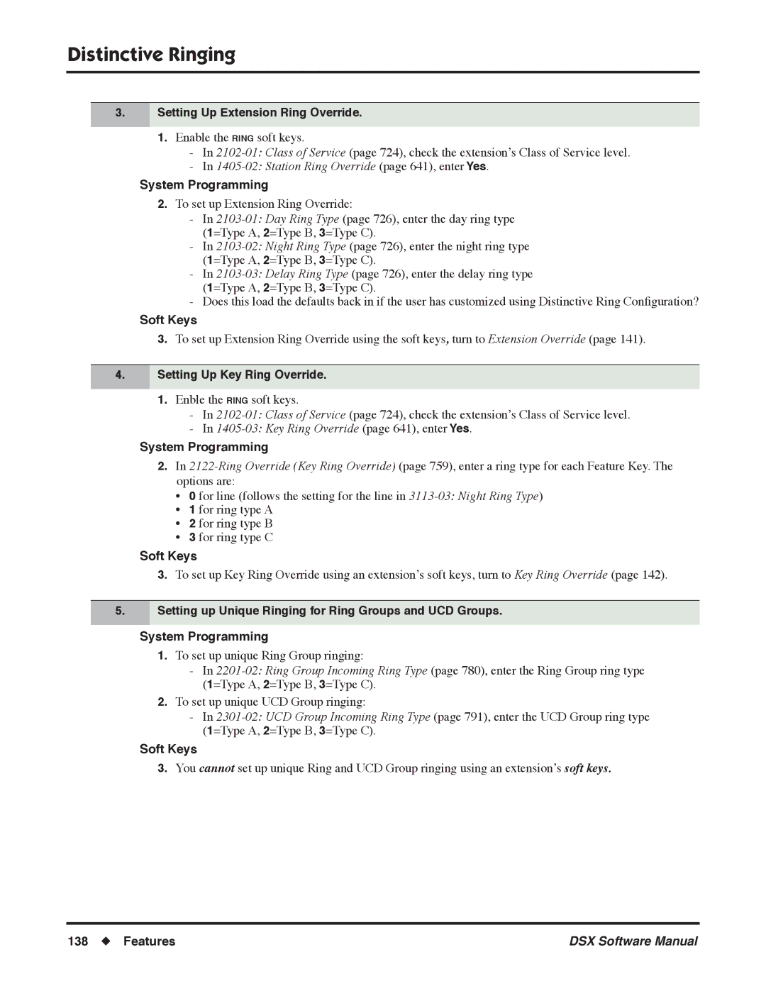 NEC N 1093100 Setting Up Extension Ring Override, Station Ring Override page 641, enter Yes, Setting Up Key Ring Override 