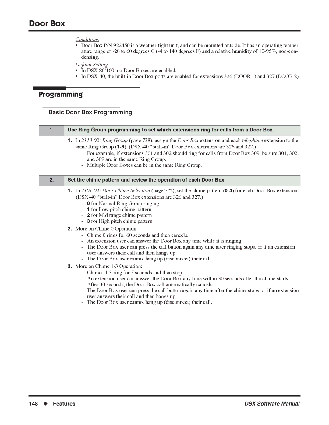 NEC N 1093100 software manual Basic Door Box Programming 