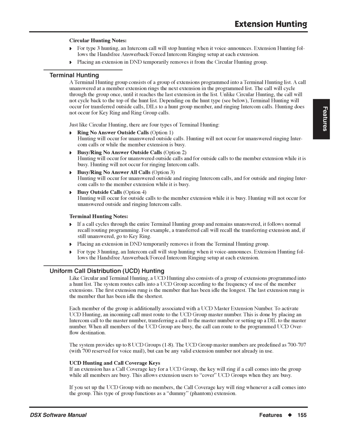 NEC P, N 1093100 software manual Uniform Call Distribution UCD Hunting, Circular Hunting Notes, Terminal Hunting Notes 