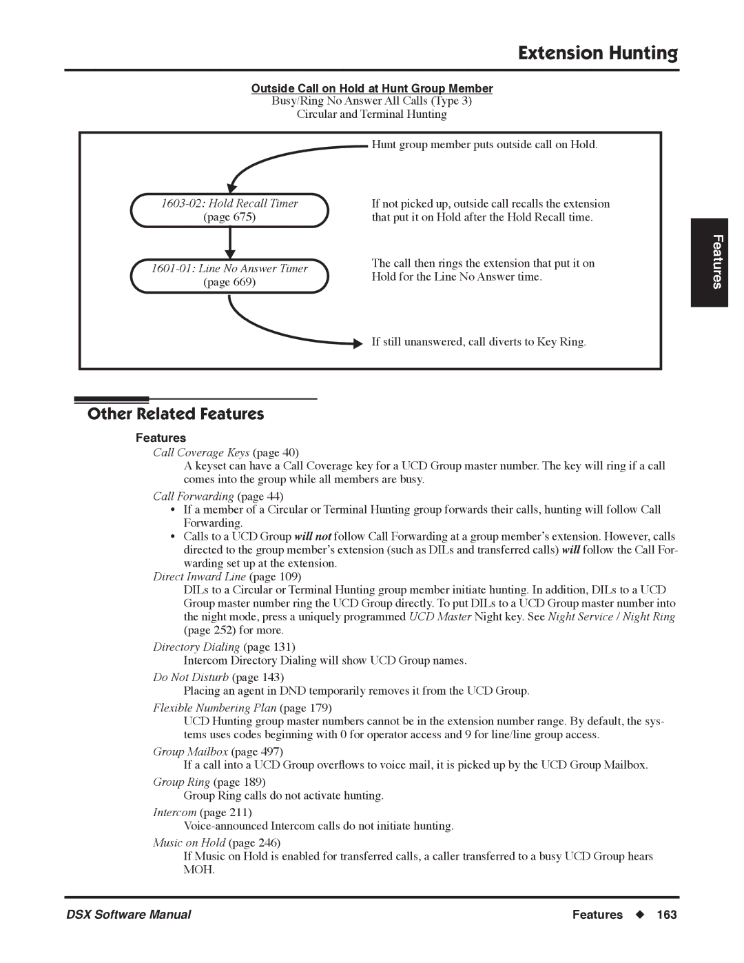 NEC N 1093100 software manual Outside Call on Hold at Hunt Group Member, Flexible Numbering Plan, Group Mailbox 