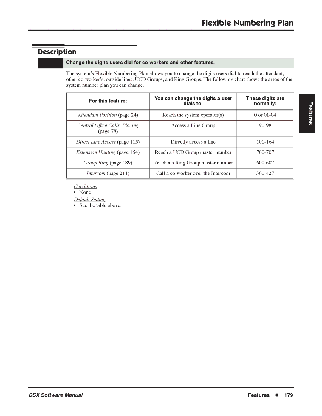 NEC N 1093100 software manual Flexible Numbering Plan, Direct Line Access 