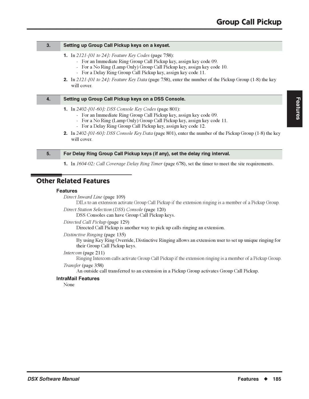 NEC N 1093100 Setting up Group Call Pickup keys on a keyset, Setting up Group Call Pickup keys on a DSS Console 