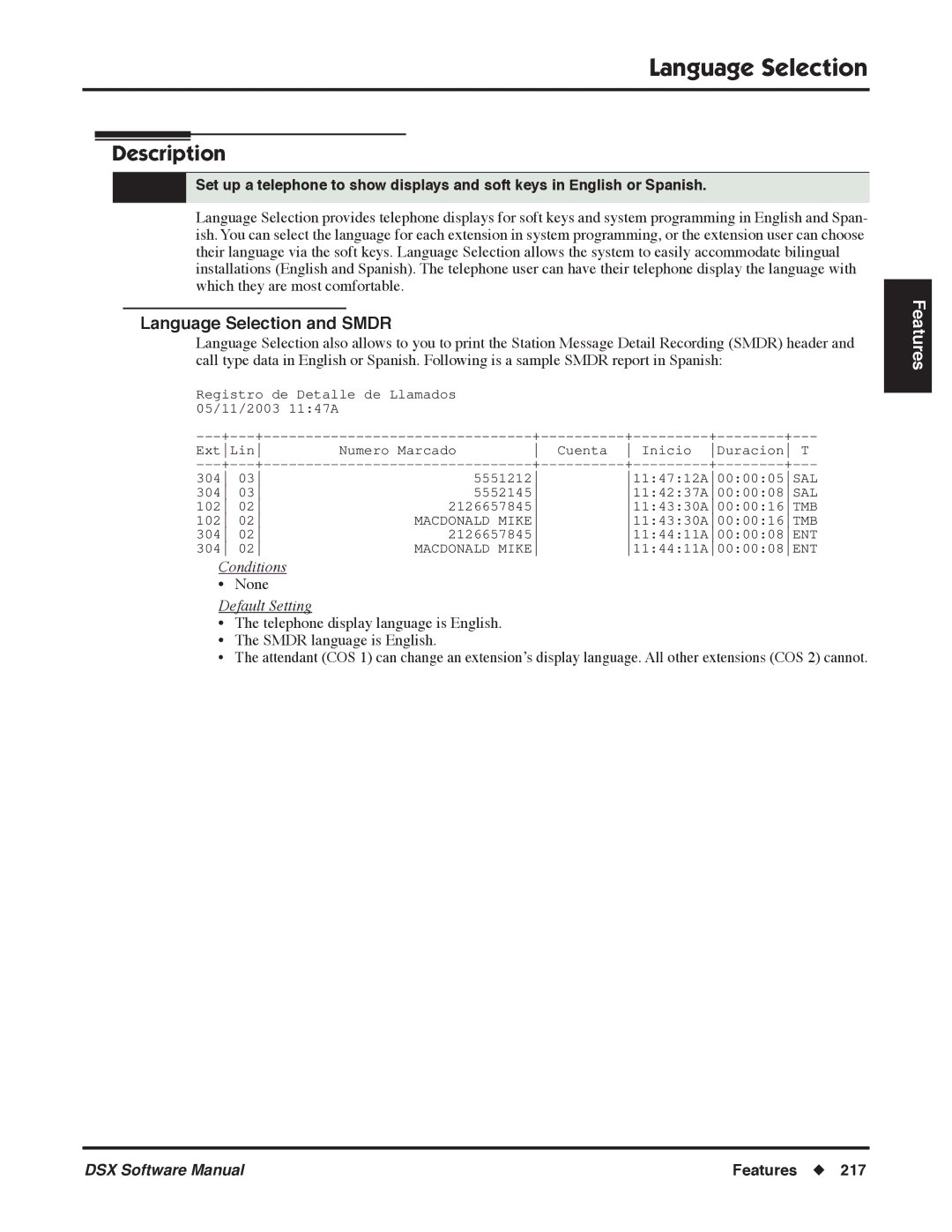 NEC P, N 1093100 software manual Language Selection and Smdr 