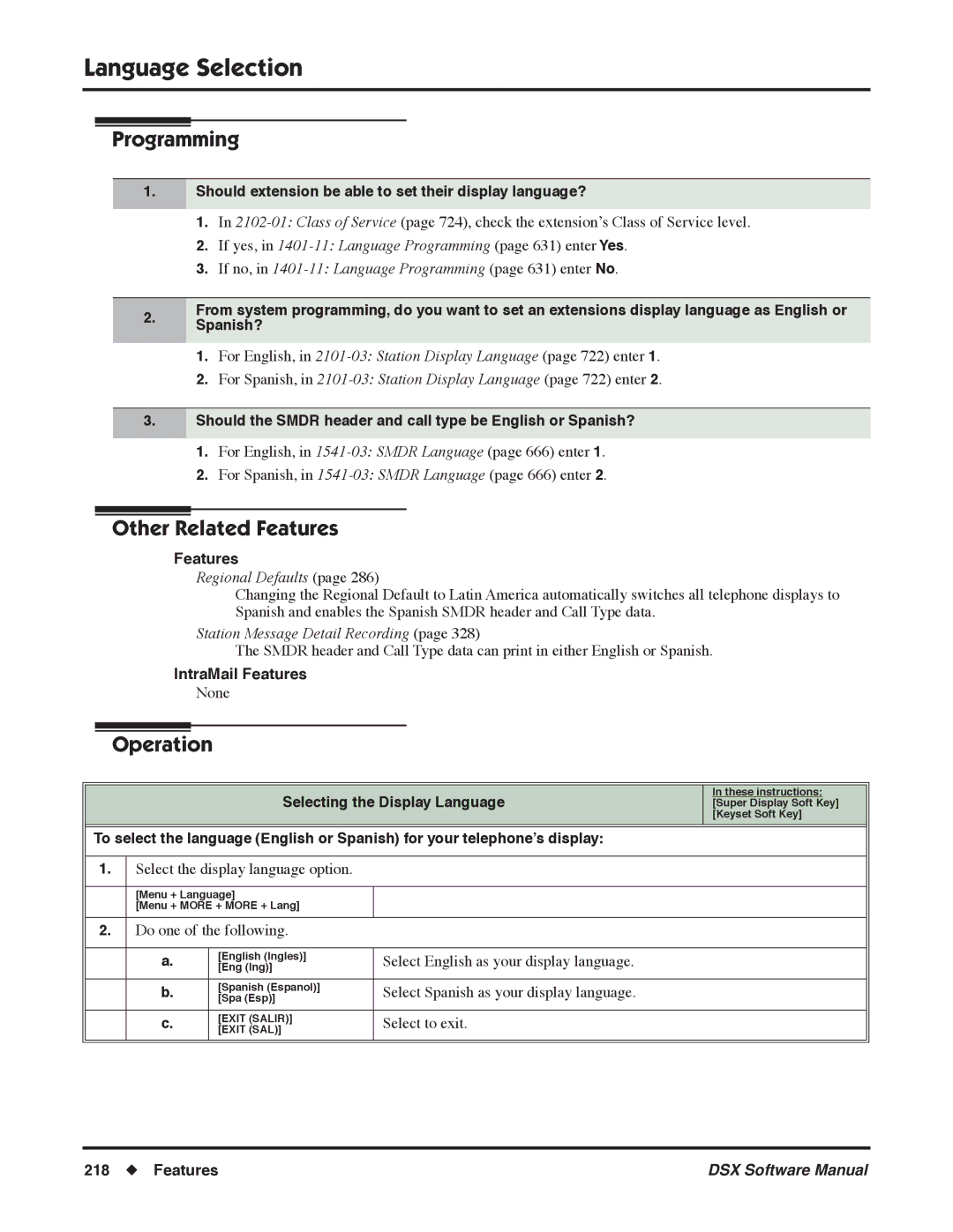 NEC N 1093100, P software manual Should extension be able to set their display language?, Selecting the Display Language 