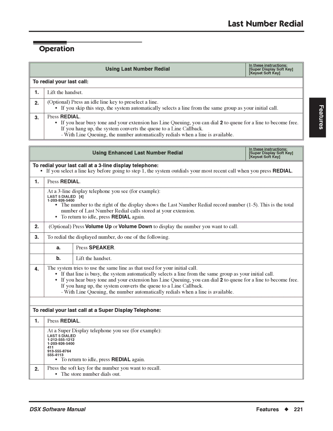 NEC P, N 1093100 software manual Using Last Number Redial, To redial your last call, Using Enhanced Last Number Redial 