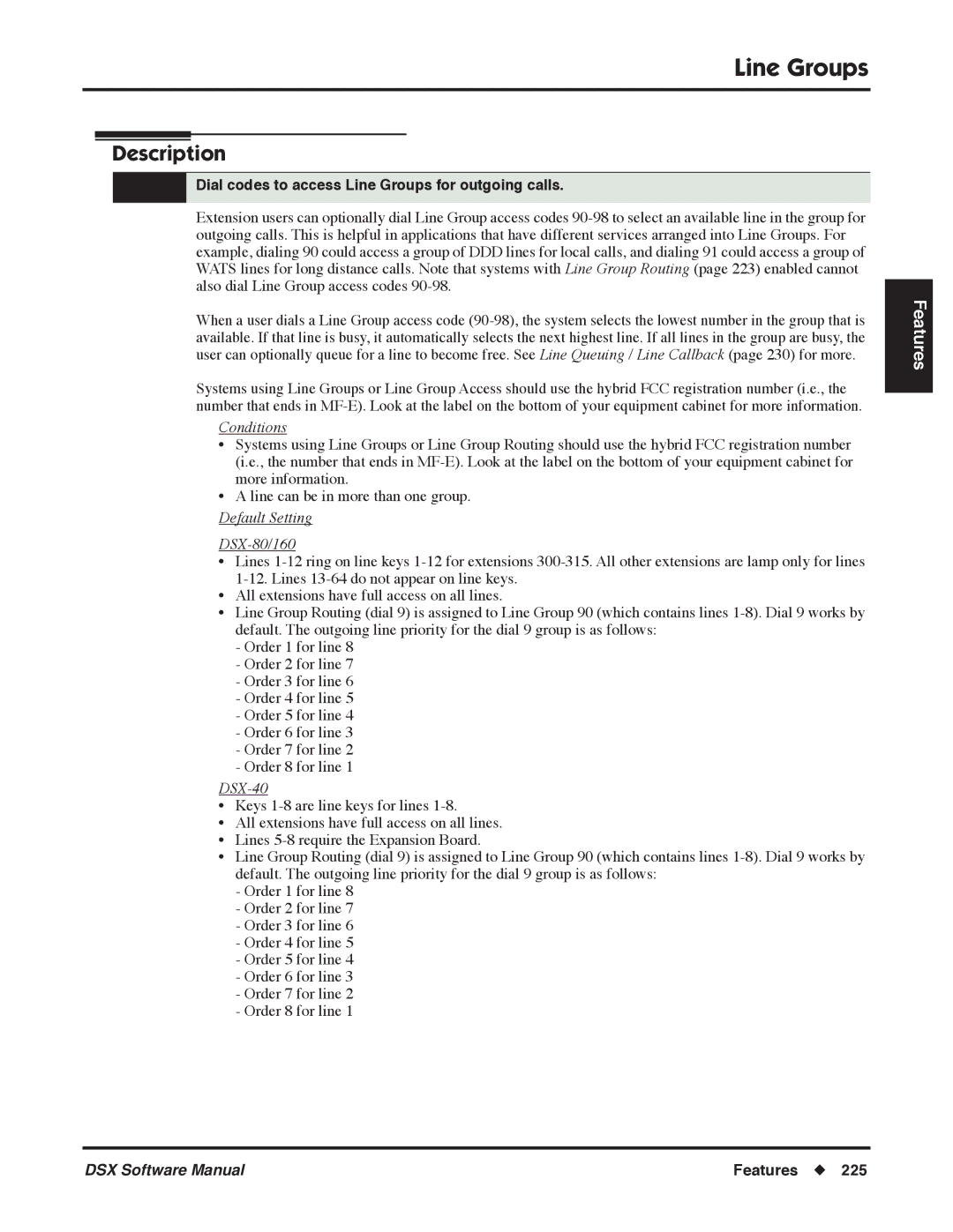 NEC P, N 1093100 software manual Dial codes to access Line Groups for outgoing calls 