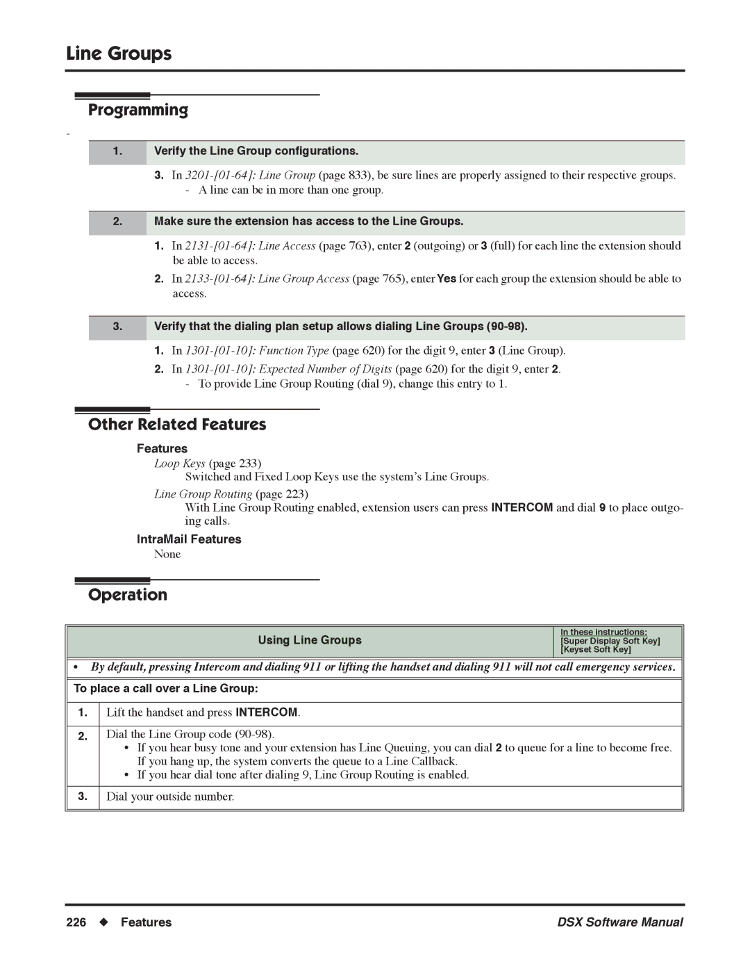 NEC N 1093100, P software manual Verify the Line Group conﬁgurations, Make sure the extension has access to the Line Groups 