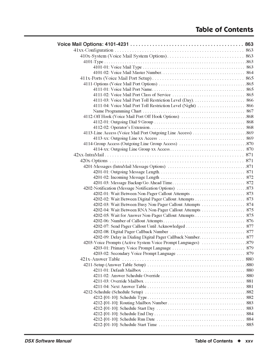 NEC P, N 1093100 software manual Voice Mail Options 4101-4231, 41xx-Configuration 410x-System Voice Mail System Options 