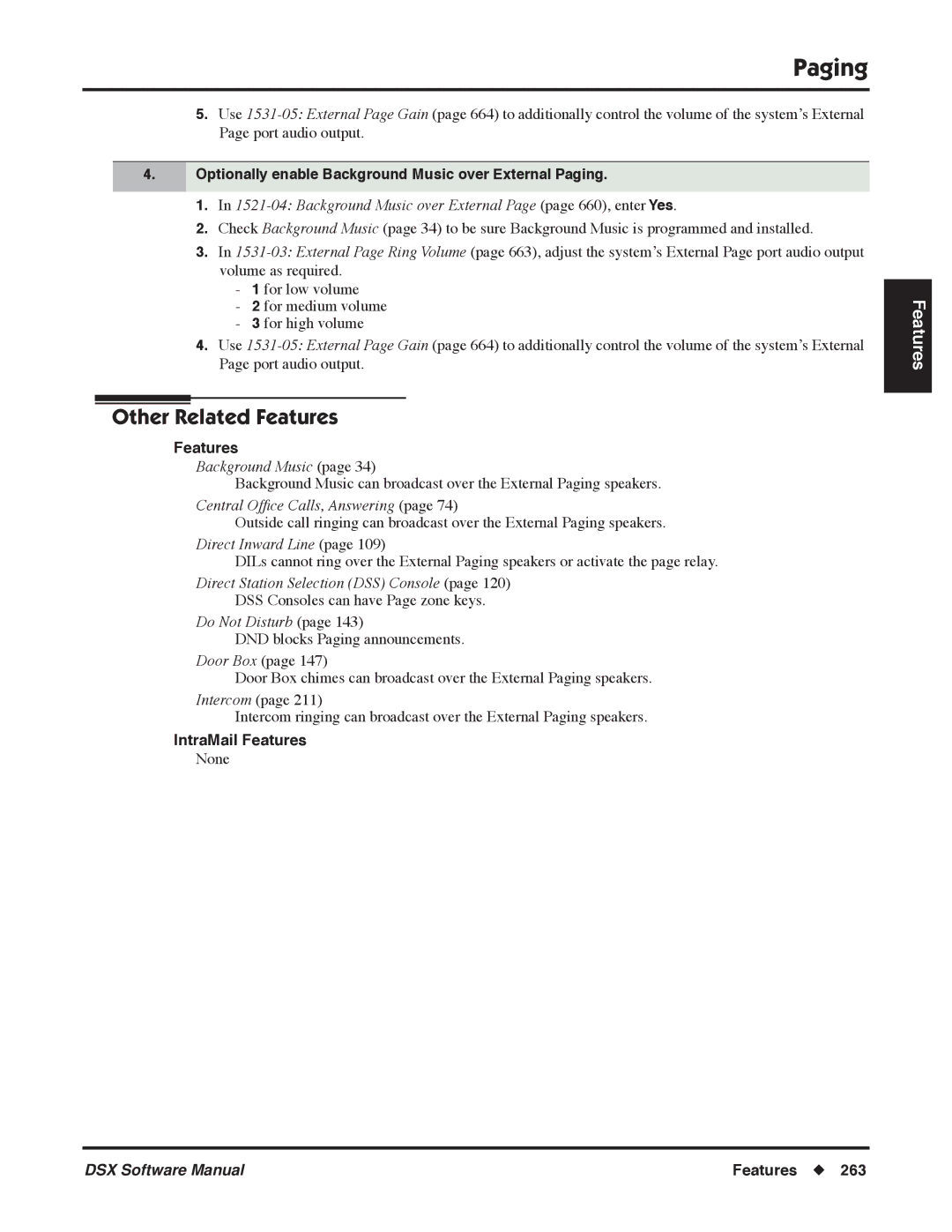 NEC N 1093100 software manual Optionally enable Background Music over External Paging 