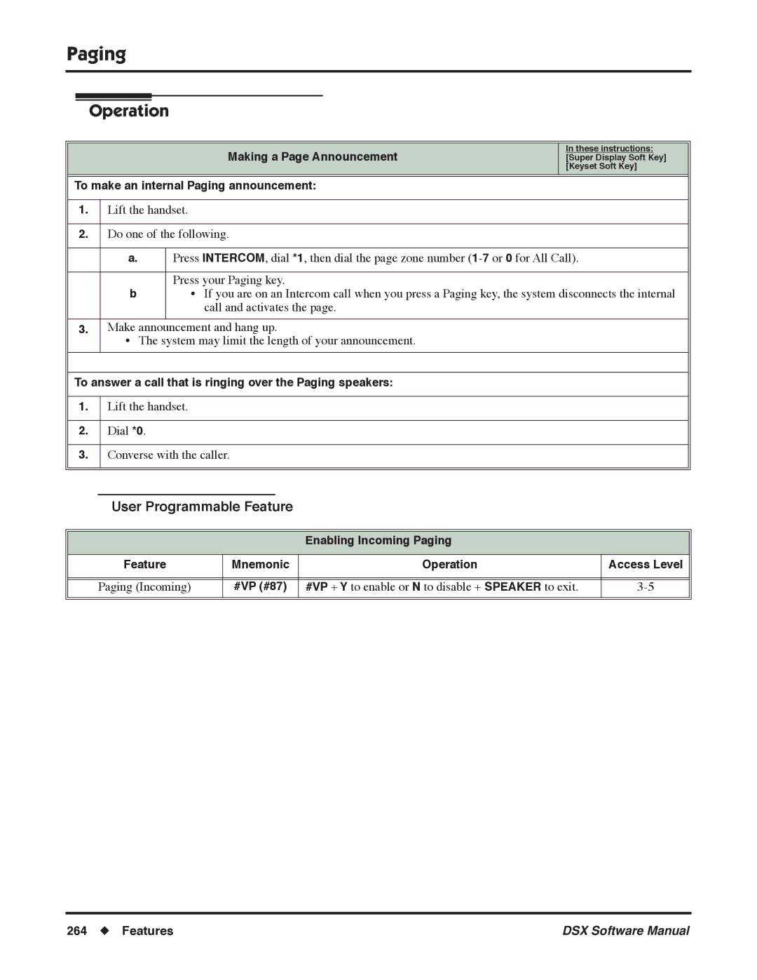 NEC N 1093100 software manual Making a Page Announcement, To make an internal Paging announcement, Paging Incoming 