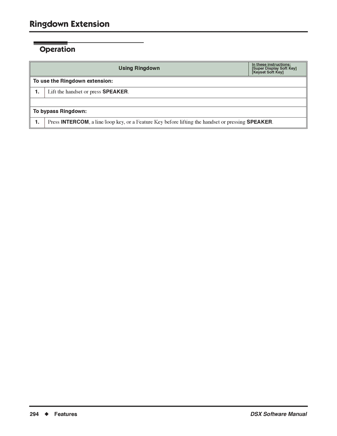 NEC N 1093100, P software manual Using Ringdown, To use the Ringdown extension, To bypass Ringdown 