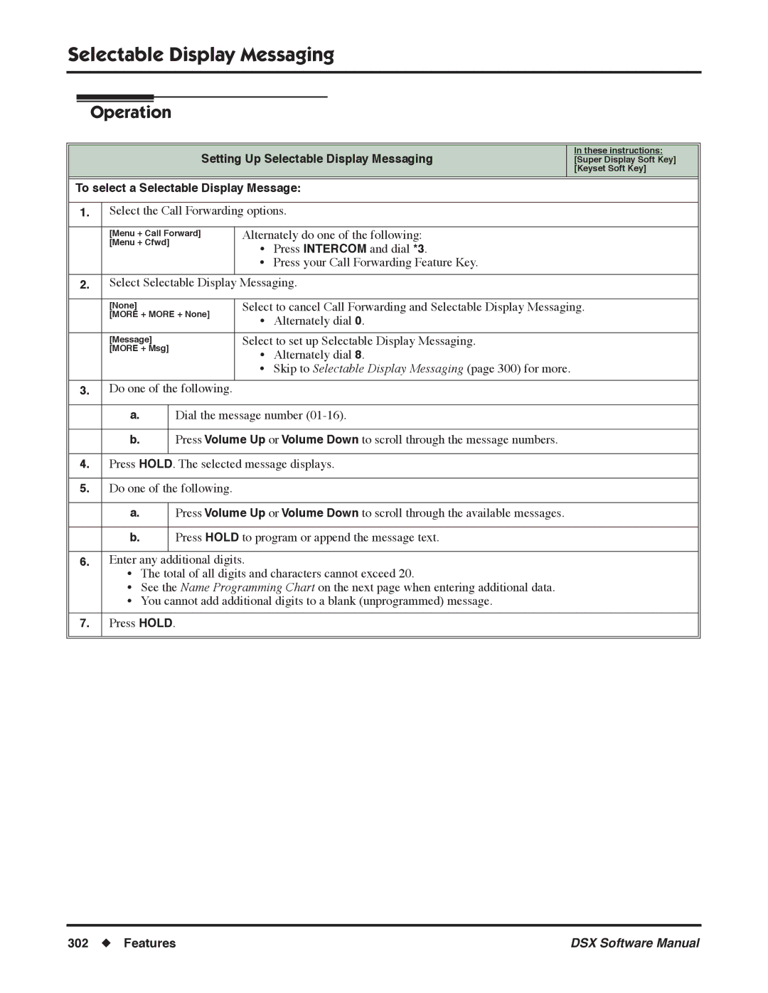 NEC N 1093100, P software manual Setting Up Selectable Display Messaging, To select a Selectable Display Message 