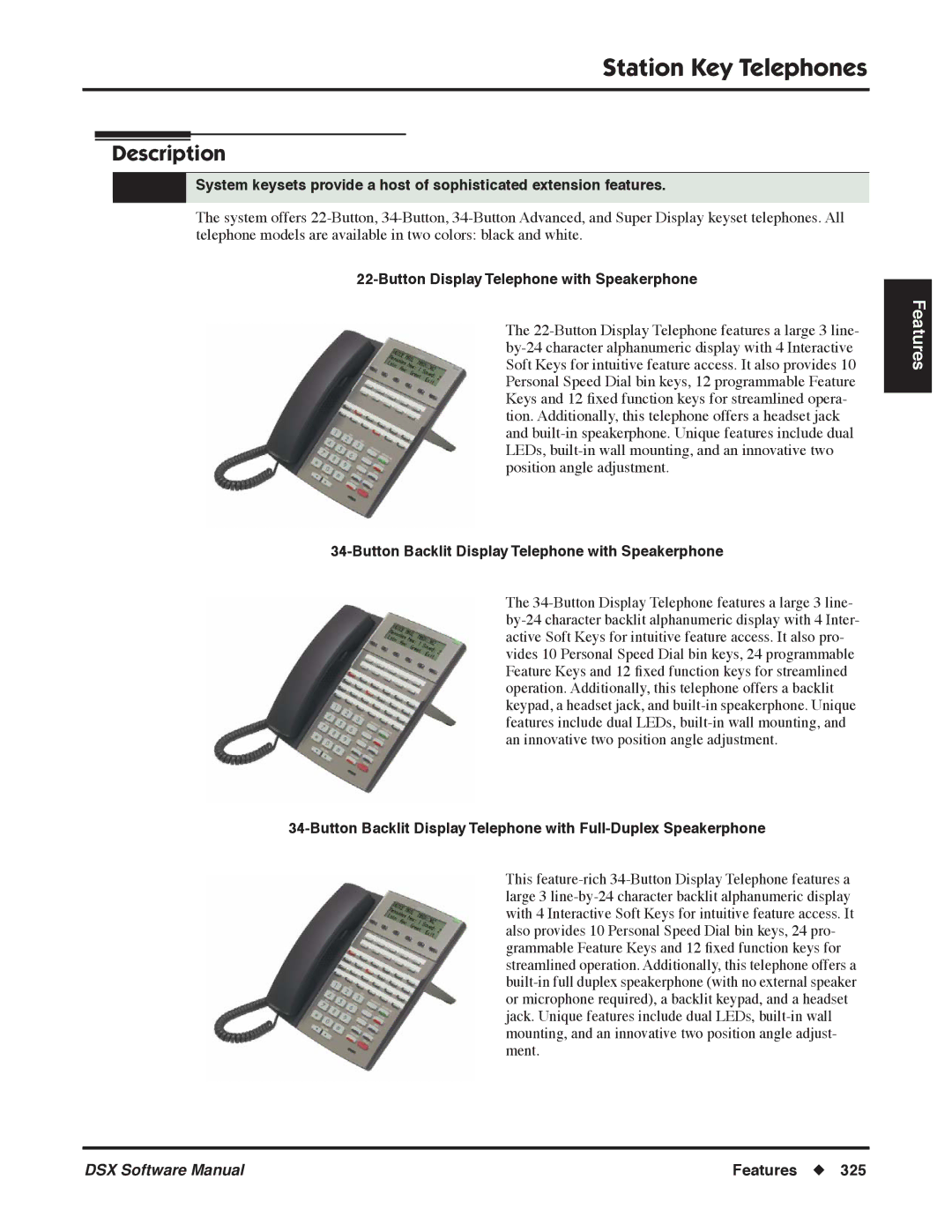 NEC P, N 1093100 software manual Station Key Telephones, Button Display Telephone with Speakerphone 