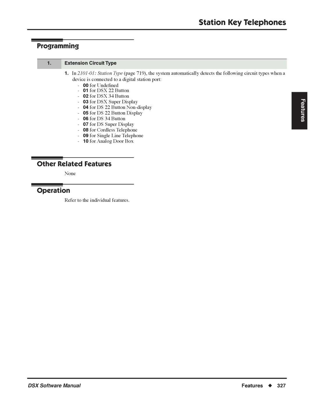 NEC P, N 1093100 software manual Extension Circuit Type 