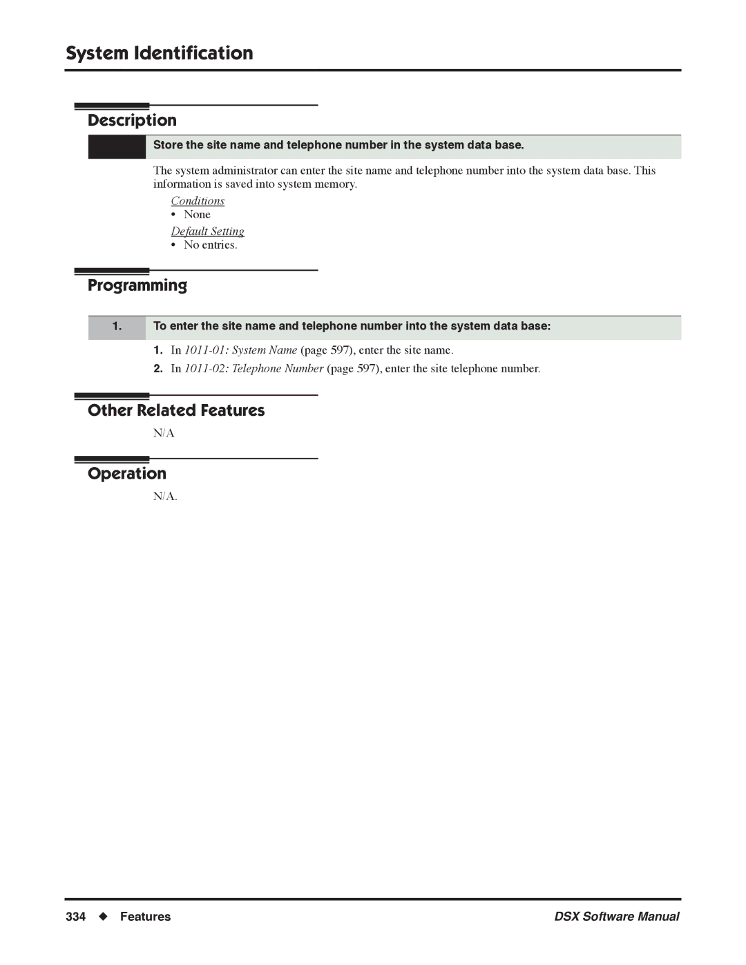 NEC N 1093100, P software manual System Identiﬁcation, Conditions 