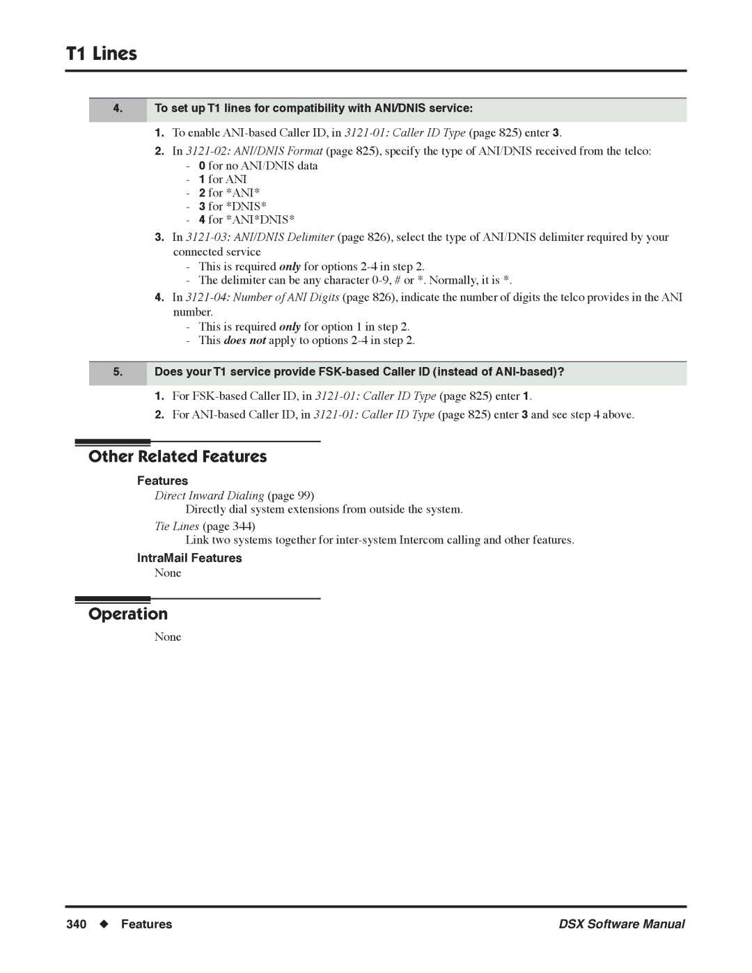 NEC N 1093100, P software manual To set up T1 lines for compatibility with ANI/DNIS service, Direct Inward Dialing 