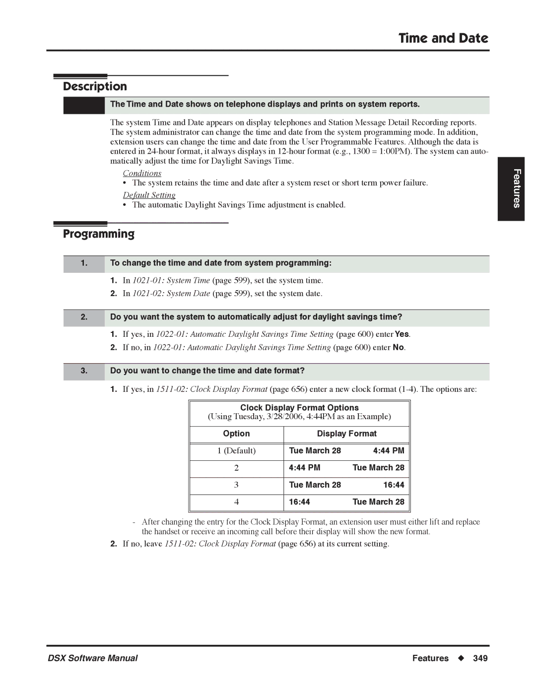 NEC P, N 1093100 software manual Time and Date 