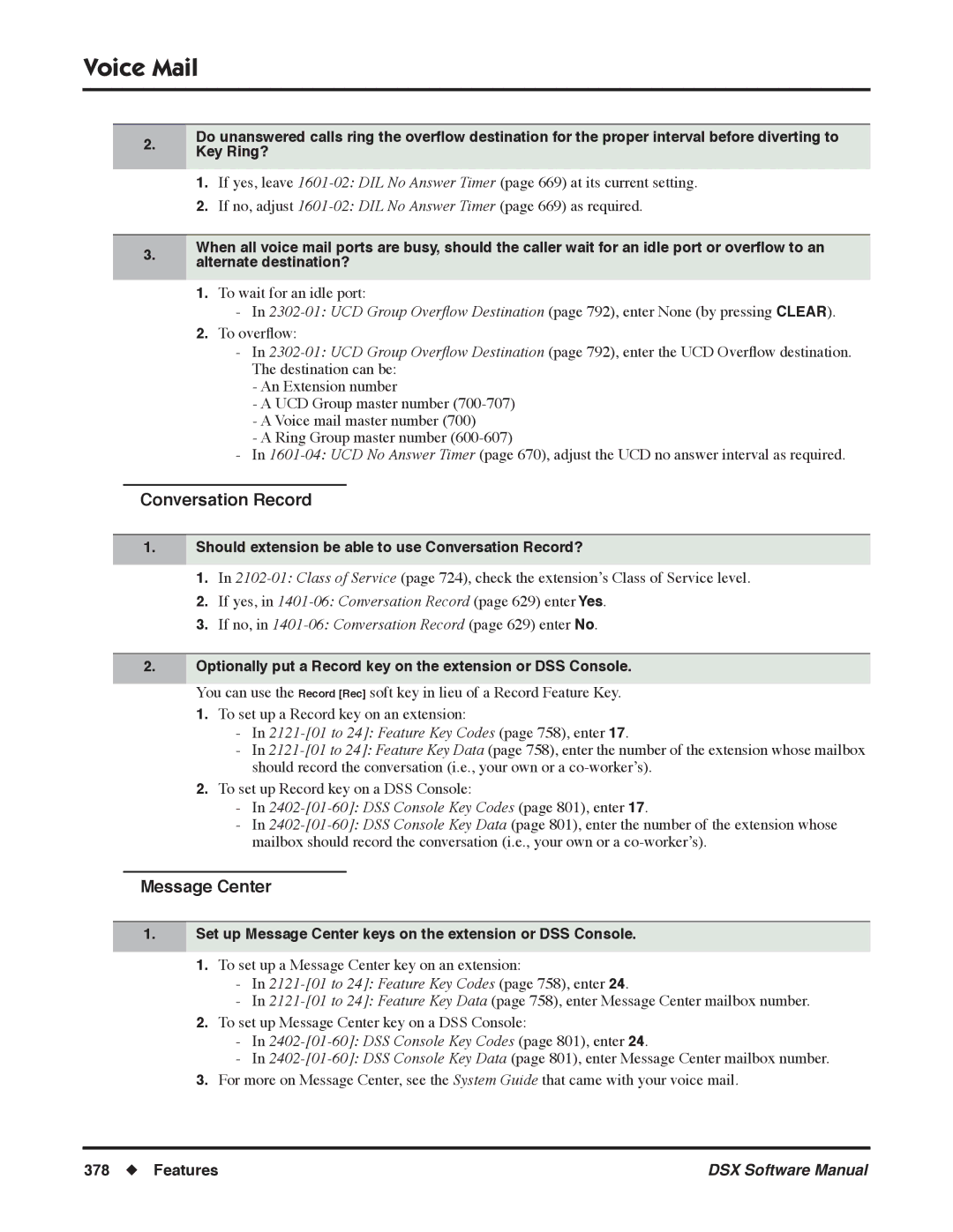 NEC N 1093100, P software manual Message Center, Should extension be able to use Conversation Record? 