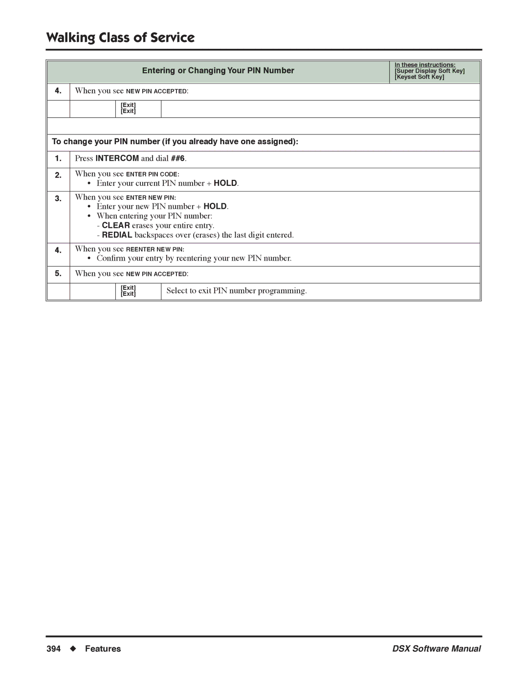 NEC N 1093100 software manual To change your PIN number if you already have one assigned 