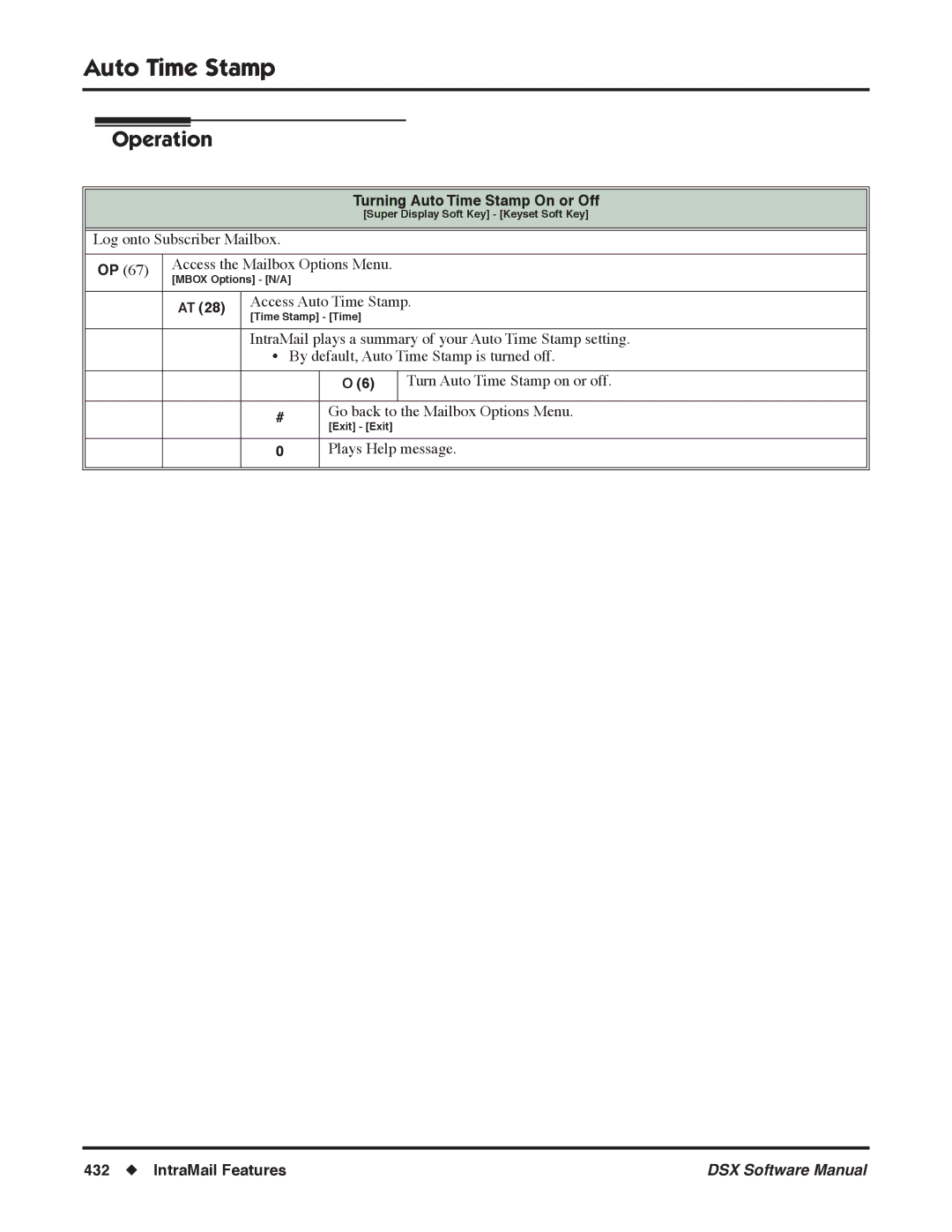 NEC N 1093100, P software manual Turning Auto Time Stamp On or Off 