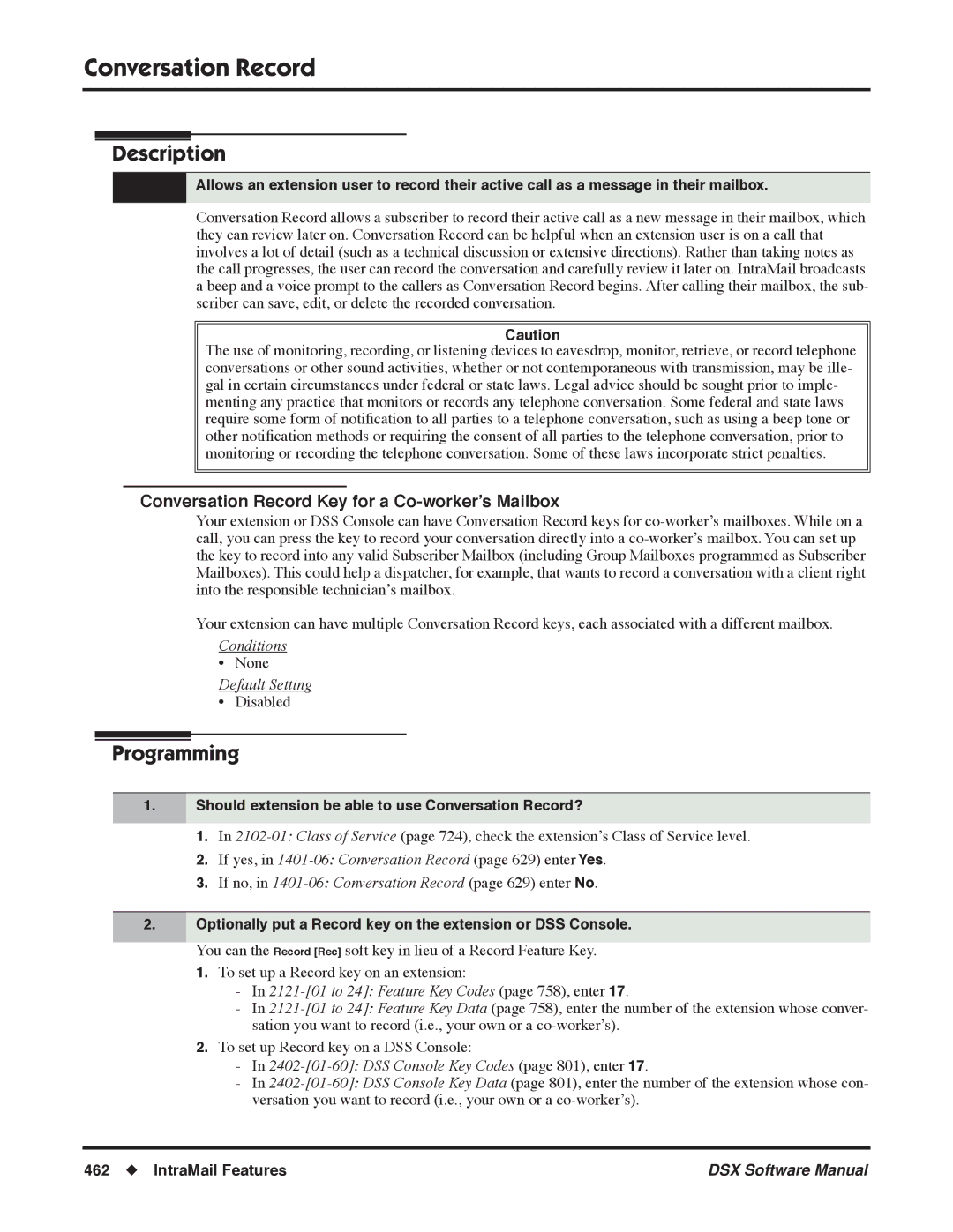 NEC N 1093100, P software manual Conversation Record Key for a Co-worker’s Mailbox 