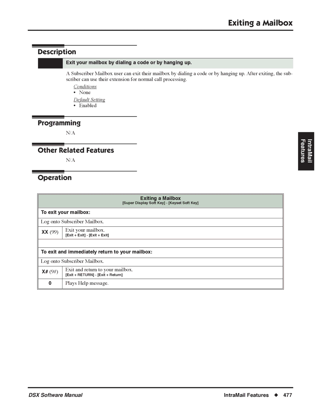 NEC P, N 1093100 Exiting a Mailbox, Exit your mailbox by dialing a code or by hanging up, To exit your mailbox 