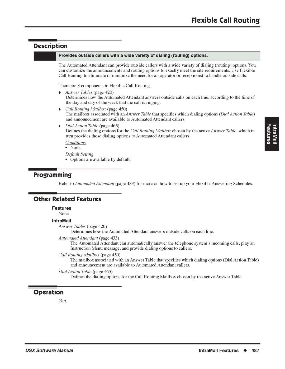 NEC P, N 1093100 software manual Flexible Call Routing, IntraMail 