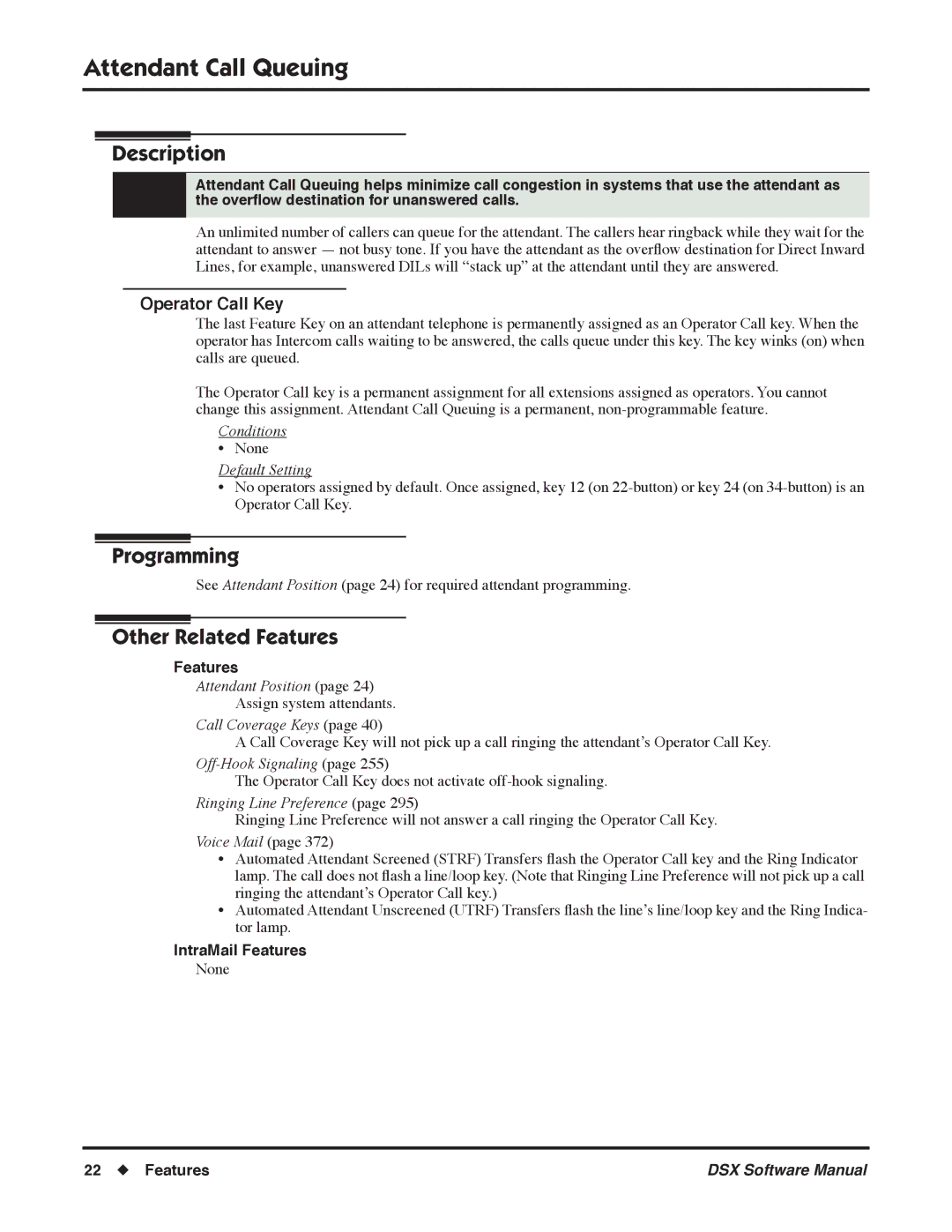 NEC N 1093100, P software manual Attendant Call Queuing, Operator Call Key 