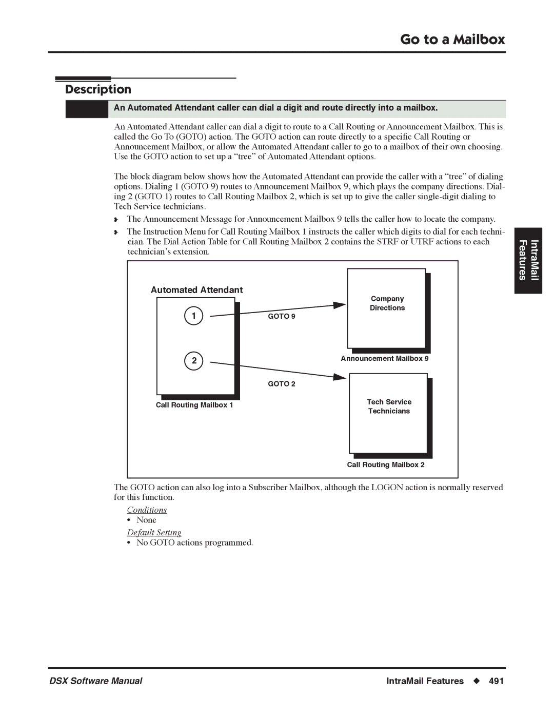 NEC P, N 1093100 software manual Go to a Mailbox, Automated Attendant 